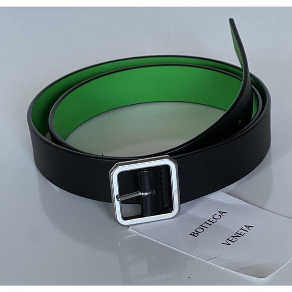 Bottega Veneta Reversible Leather Black/Green Belt 40/100 Italy 690693 NWT $490 - Picture 2 of 11
